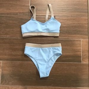High waisted light blue bikini